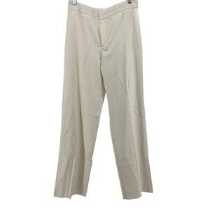 Banana Republic Tuxedo Stripe Trousers 8 Ivory Wool Blend Neutral Career Office